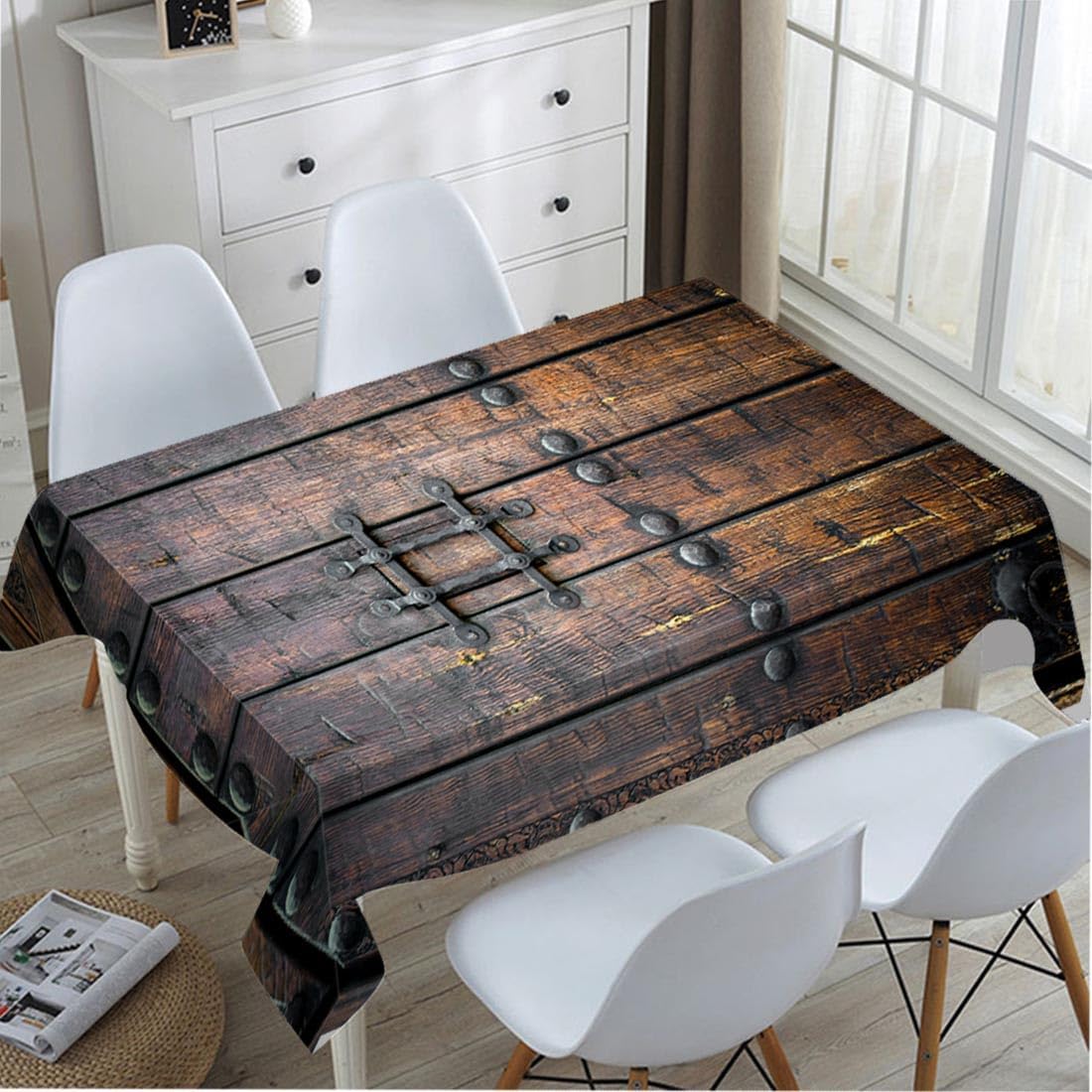 Home Textiles Premium - Średniowieczny, antyczny obrus na drewniane drzwi,