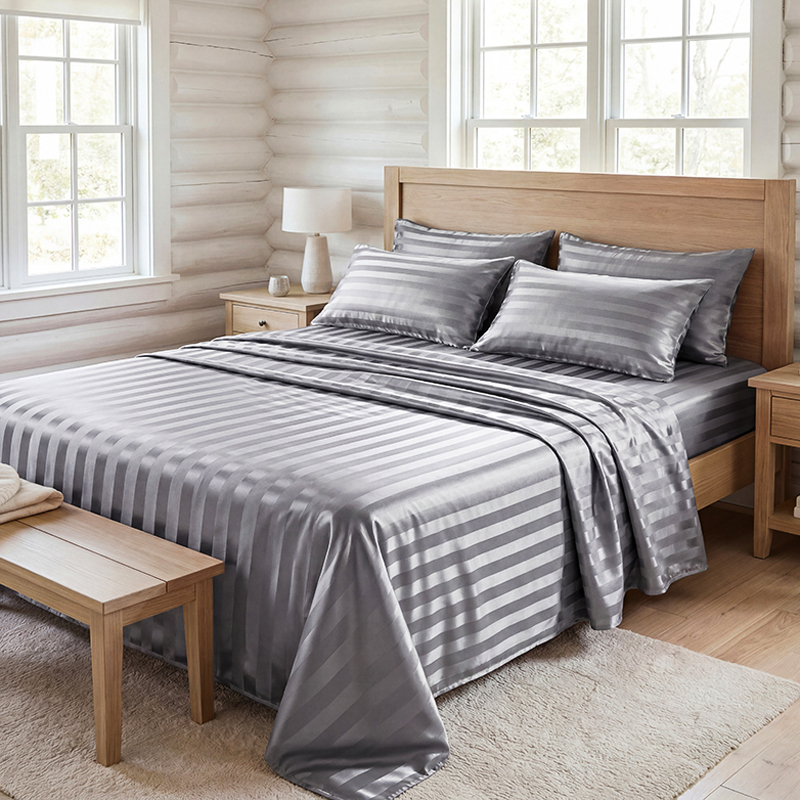 Silk Sheet Set - Zestaw pościeli z satyny w paski,