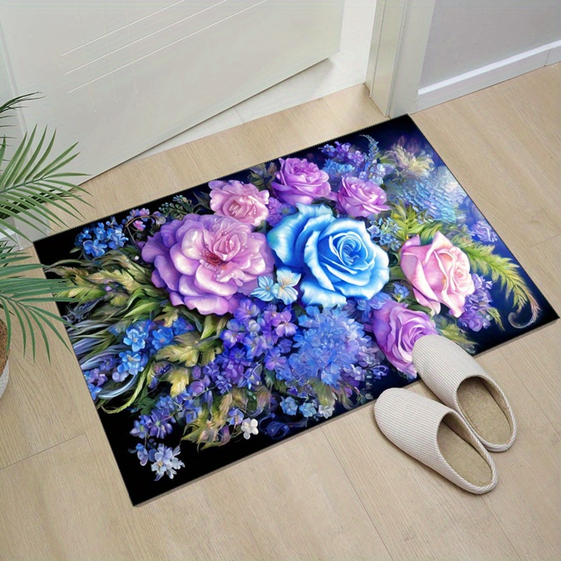Dywan w kwiaty z niebiesko-fio – Home Textiles And Furnishing recenzja i cena